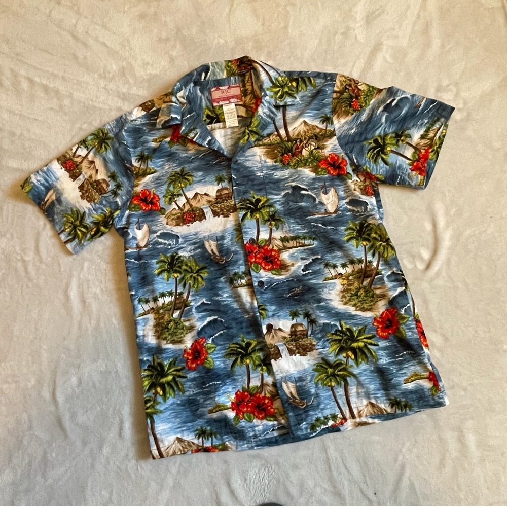 RJC Hawaiian Vintage Surf Beach Cotton Cabana Casual Resort Shirt Men’s Sz M